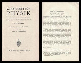 Item #1029 Beweis des Adiabatensatzes [Offprint from] Zeitschrift fur Physik 51 No. 3-4, pp....