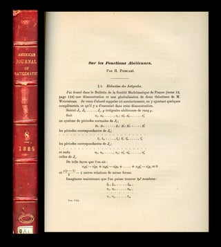 Item #1389 Sur les Fonctions Abeliennes in American Journal of Mathematics, Volume VIII, 1886,...