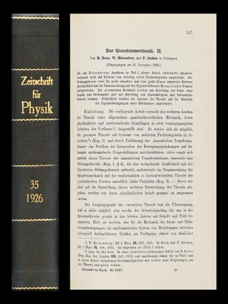 Item #1443 Zur Quantenmechanik II in Zeitschrift fur Physik 35, 1926, pp. 557–615 [BOUND FIRST...