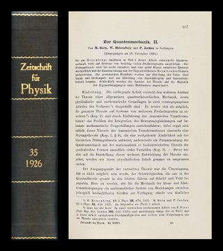 Item #1443 Zur Quantenmechanik II in Zeitschrift fur Physik 35, 1926, pp. 557–615 [BOUND FIRST...