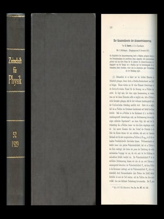 Item #1515 Zur Quantentheorie der Atomzertrummerung (Gamow, pp. 510-515) WITH Notiz sur...