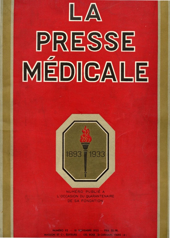 Item #1530 La Presse Médicale, Numéro 92, 18 Novembre 1933.
