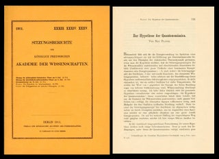 Item #1580 Zur Hypothese der Quantenemission in Sitzungsberichte der Koniglich Preussischen...