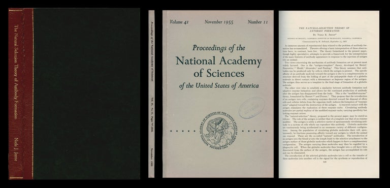 Item #1623 The Natural Selection Theory of Antibody Formation, in Proceedings of the National Academy of Sciences 55 No. 11 pp. 849 - 857, November 1955. [THEORY OF ANTIBODY FORMULATION, NOBEL PRIZE PAPER]. Niels K. Jerne.