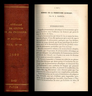 Item #1673 Mémoire [MEMOIRE] Sur le Fermentation Alcoolique, Pasteur, Annales de chimie et de...