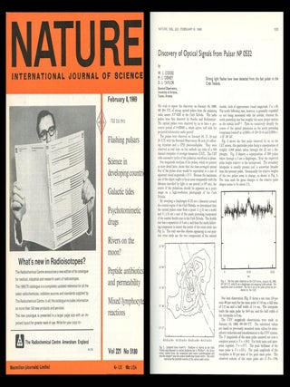 Item #1701 Discovery of Optical Signals from Pulsar NP 0532 in Nature 221, 5180, February 8,...