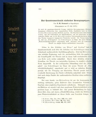 Item #24 Zur quantenmechanik einfacher bewegungstypen in Zeitschrift für Physik, Volume 44,...