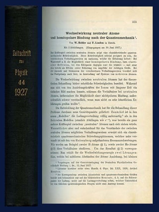 Item #26 Wechselwirkung neutraler Atome und homöopolare Bindung nach der Quantenmechanik in...