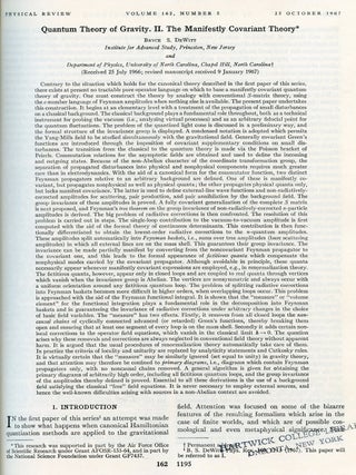 Item #366 Quantum Theory of Gravity. I. The Canonical Theory in Physical Review 160 No. 5, 25...