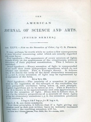 Item #371 Note on the Sensation of Color in The American Journal of Science and Arts, Third...