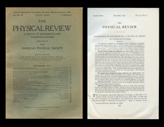 Item #397 The Diffraction of Electrons by a Crystal of Nickel in The Physical Review, Vol. 30,...