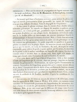 Item #479 Note sur la vitesse de propagation de l’agent nerveux dans les nerfs rachidiens in...