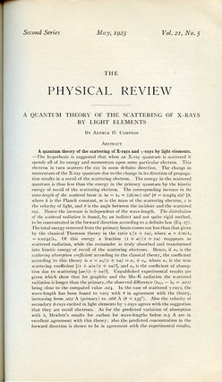 A Quantum Theory of the Scattering of X-rays by Light Elements in Physical Review 21, May 1923, Arthur H. Compton.