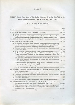 Item #545 On the Construction of Life Tables, illustrated by a New Life Table of the Healthy...
