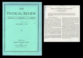 Item #552 Statistics of the Recombinations of Holes and Electrons in The Physical Review, Volume...