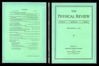 Item #673 Gyromagnetic Properties of the Hydrogens in Physical Review Volume 50, 5, September 1,...