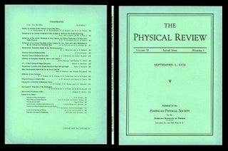 Item #673 Gyromagnetic Properties of the Hydrogens in Physical Review Volume 50, 5, September 1,...