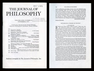Item #736 Outline of a Theory of Truth in The Journal of Philosophy, Col. LXXII, No. 19, Nov. 6,...