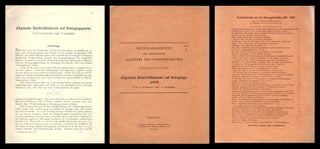 Item #779 Allgemeine Relativitätstheorie und Bewegungsgesetz. Offprint from Sitzungsbericht der...