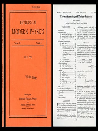 Item #797 Electron Scattering and Nuclear Structure in Reviews of Modern Physics 28, 1956, pp....
