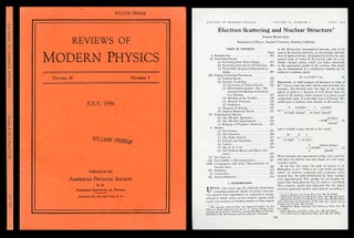 Item #797 Electron Scattering and Nuclear Structure in Reviews of Modern Physics 28, 1956, pp....