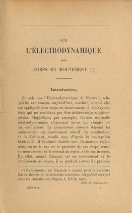 Sur L'Electrodynamique Des Corps En Mouvement and L'inertie d'un corps dépend-elle de sa capacité d'énergie, 1925