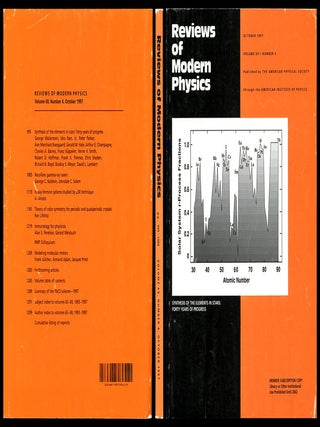 Item #846 Synthesis of the elements in stars: forty years of progress in Reviews of Modern...
