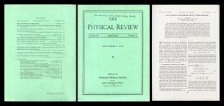 Item #878 On the Problem of the Molecular Theory of Superconductivity in Physical Review 74, 5,...