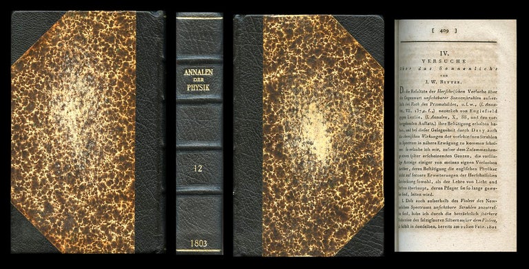Item #886 Versuche uber das Sonnenlicht in Annalen der Physik und Chemie 12, 1803, pp. 409-416. J. W. Ritter, Johann Wilhelm.