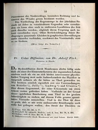 Item #891 Über Diffusion (Fick, pp. 59-86) WITH Ueber die Zusammensetzung von Spectralfarben...