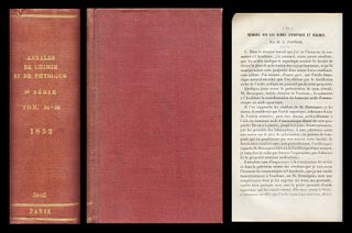 Item #929 Mémoire sur les acides aspartique et malique, Pasteur, Annales de Chimie et de...