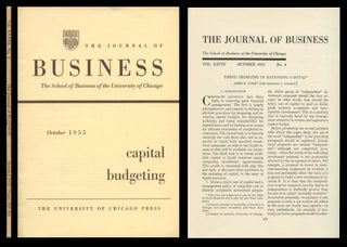 Item #933 Three Problems in Capital Rationing in The Journal of Business 28, 8, October 1955, pp....