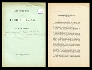 Item #945 Alcuni Problemi Attuai Della Radioattività Offprint from Nuovo Cimemto Serie V, Vol....