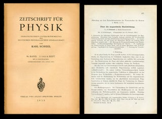 Item #947 Über die magnetische Nachwirkung in Zeitschrift für Physik, Band 94, Heft 5 & 6,1935,...