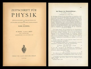 Item #949 Zur Theorie des Wasserstoffatoms in Zeitschrift für Physik, Band 99, Heft 7 & 8,...