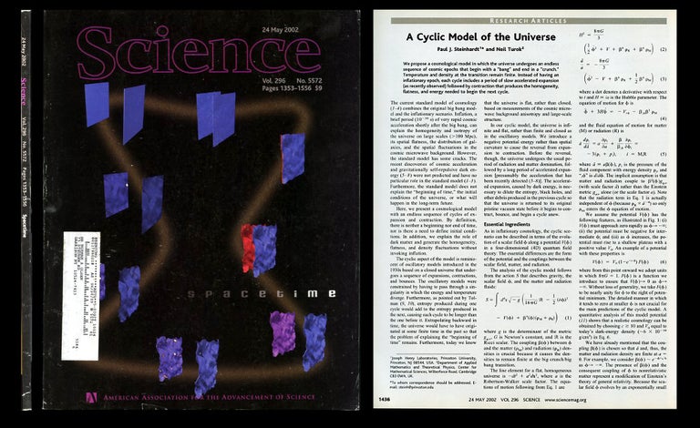 Item #952 A Cyclic Model of the Universe in Science, 296, 5572, May 24, 2002 [SINGLE ISSUE IN ORIGINAL WRAPS]. Paul J. Steinhardt, Neil Geoffrey Turok.