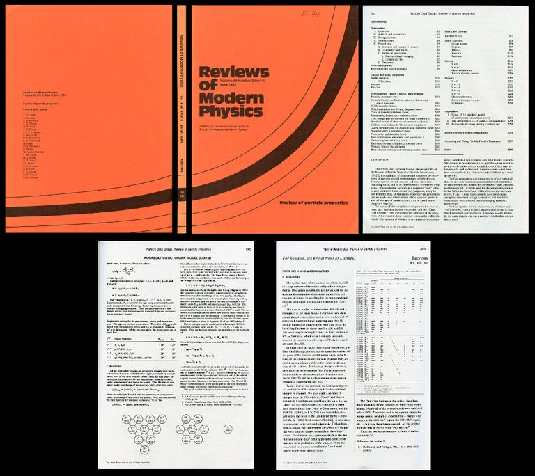 Item #968 Review of Particle Properties in Reviews of Modern Physics, Vol. 56, No. 2, Part II, April 1984. C. G. The Particle Data Group: Wohl, R. N. Cahn, A. Rittenberg, T. G. Trippe, G. P. Yost, F. C. Porter, J. J. Hernandez, L. Montanet, R. E. Hendrick, R. L. Crawford, M. Roos, N. A. Törnqvist, G. Höhler, M. Aguilar-Benitez, T. Shimada, M. J. Losty, G. P. Gopal, Ch. Walck, R. E. Shrock, Frosch, R., L. D. Roper, W. P. Trower, B. Armstrong.