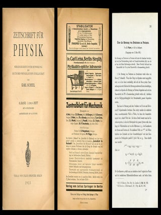 Item #993 Über die Streuung von Neutronen an Protonen in Zeitschrift für Physik Band 83, Heft...